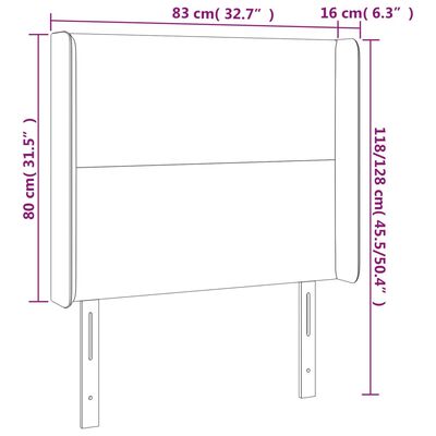 vidaXL Cabeceira cama c/ abas couro artif. 83x16x118/128 cm cinzento