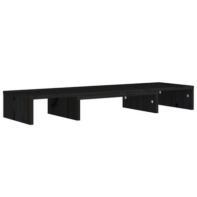 vidaXL Suporte para monitor 80x24x10,5cm madeira de pinho maciça preto