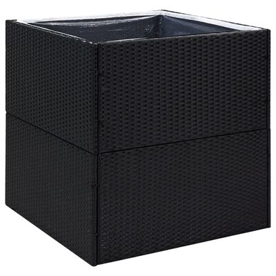 vidaXL Vaso/floreira de jardim 80x80x80 cm vime PE preto