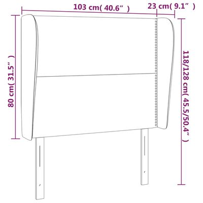 vidaXL Cabeceira cama c/ abas tecido 103x23x118/128 cm cinzento-escuro