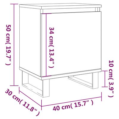 vidaXL Mesa de cabeceira 40x30x50 cm derivados de madeira cinza sonoma