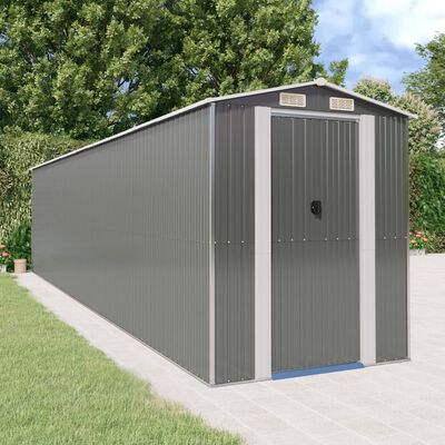 vidaXL Abrigo de jardim 192x855x223 cm aço galvanizado cinzento-claro