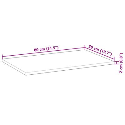 vidaXL Tampo p/ móvel casa de banho 80x50x2 acácia maciça não tratada