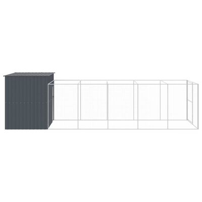 vidaXL Casota p/ cães c/ parque 214x661x181 cm aço galvaniz. antracite