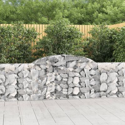 vidaXL Cestos gabião arqueados 4 pcs 300x30x80/100cm ferro galvanizado