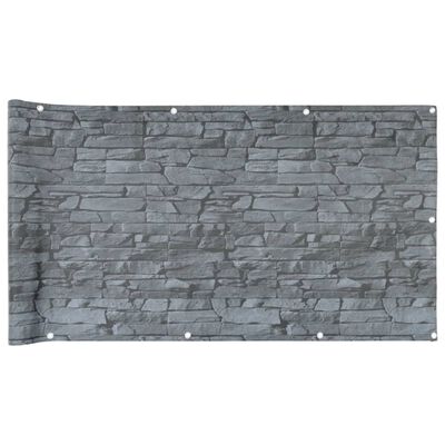 vidaXL Tela de privacidade p/ varanda aspeto pedra 300x120cm PVC cinza