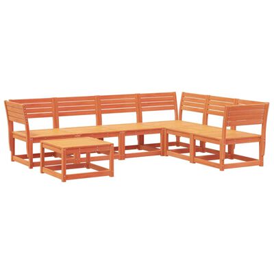 vidaXL 7 pcs conjunto lounge de jardim pinho maciço castanho-mel