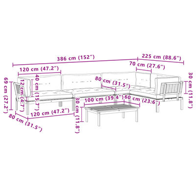 vidaXL 5 pcs móveis de paletes p/ jardim com almofadões acácia maciça