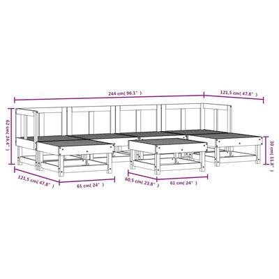 vidaXL 7 pcs conjunto lounge de jardim madeira de pinho impregnada