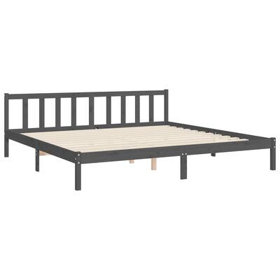 vidaXL Estrutura de cama com cabeceira 200x200 cm madeira maciça cinza