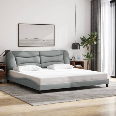 vidaXL Estrutura de cama sem colchão 200x200 cm tecido cinzento-claro