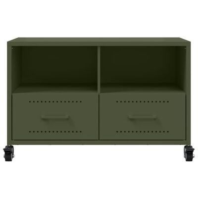 vidaXL Móvel de TV 68x39x43,5 cm aço verde azeitona