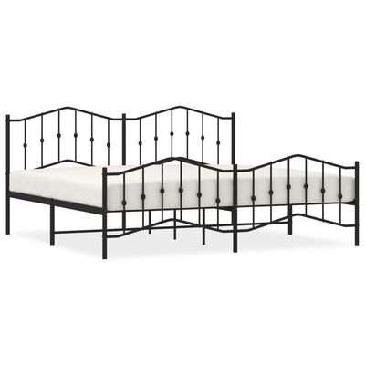 vidaXL Estrutura de cama com cabeceira e pés 193x203 cm metal preto