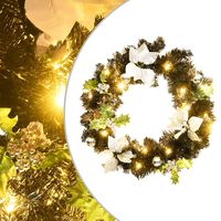 vidaXL Grinalda de Natal com luzes LED 60 cm PVC preto