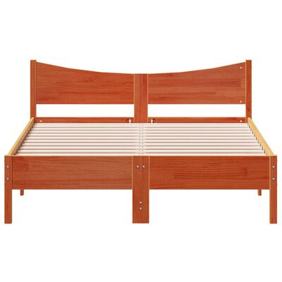 vidaXL Cama sem colchão 135x190 cm madeira pinho maciça castanho-mel