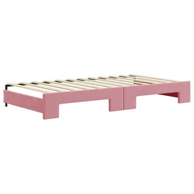 vidaXL Sofá-cama com gavetão 100x200 cm veludo rosa