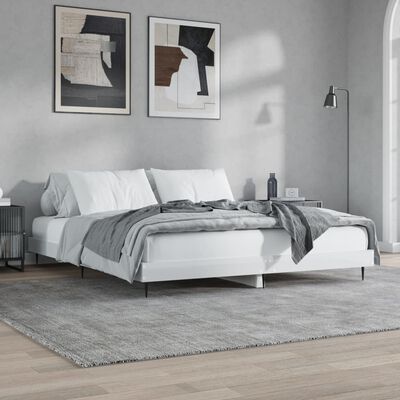 vidaXL Estrutura de cama 150x200 cm derivados madeira branco brilhante