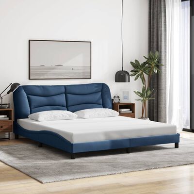 vidaXL Estrutura de cama sem colchão 180x200 cm tecido azul