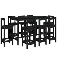 vidaXL 9 pcs conjunto de bar pinho maciço preto