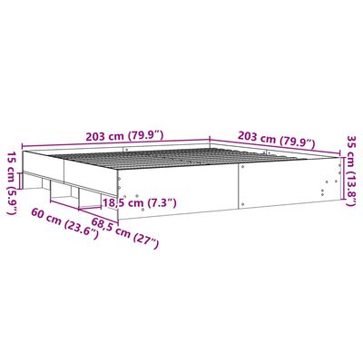 vidaXL Estrutura de cama 200x200 cm derivados madeira carvalho sonoma