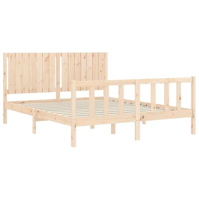 vidaXL Estrutura de cama com cabeceira 160x200 cm madeira maciça