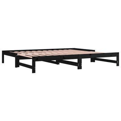 vidaXL Sofá-cama de puxar 2x(80x200) cm pinho maciço preto