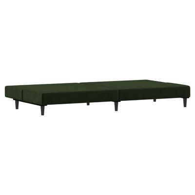 vidaXL Sofá-cama de 2 lugares veludo verde-escuro