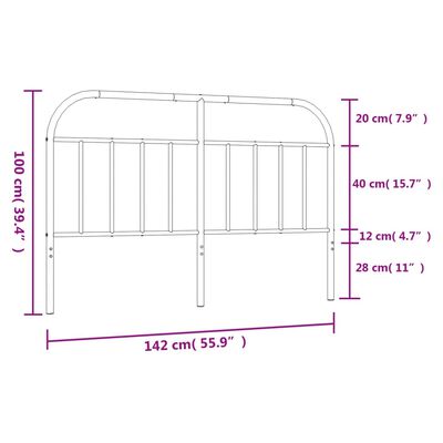 vidaXL Cabeceira de cama 135 cm metal branco