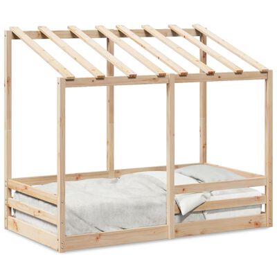 vidaXL Cama infantil com telhado 70x140 cm madeira de pinho maciça