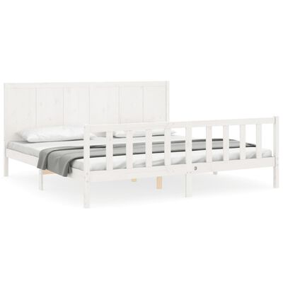 vidaXL Estrutura cama Super King Size c/ cabeceira madeira branco