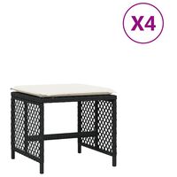 vidaXL Bancos de jardim com almofadões 4 pcs 41x41x36 cm vime PE preto