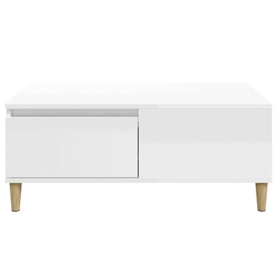 vidaXL Mesa de centro 90x50x36,5 cm derivados madeira branco brilhante