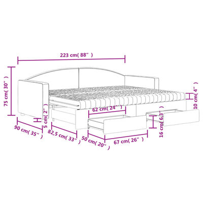 vidaXL Sofá-cama com gavetão e gavetas 80x200 cm tecido cor creme