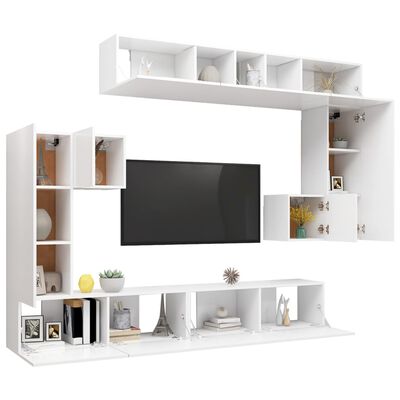 vidaXL Conjunto móveis de TV 8 pcs derivados de madeira branco