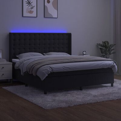 vidaXL Cama box spring c/ colchão/LED 160x200 cm veludo preto