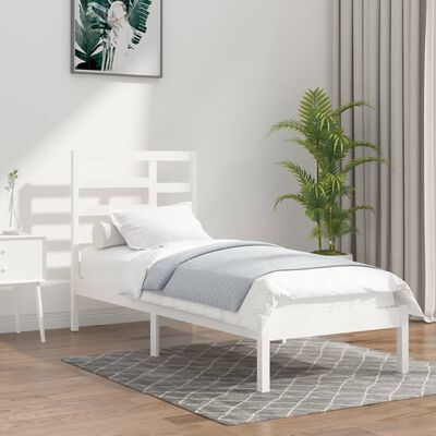 vidaXL Estrutura cama pequena solteiro 75x190 cm madeira maciça branco