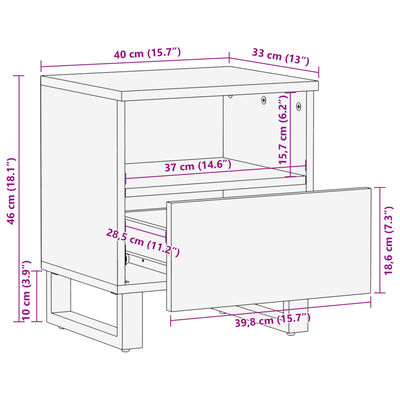 vidaXL Mesas de cabeceira 2 pcs 40x34x46 cm madeira recuperada maciça