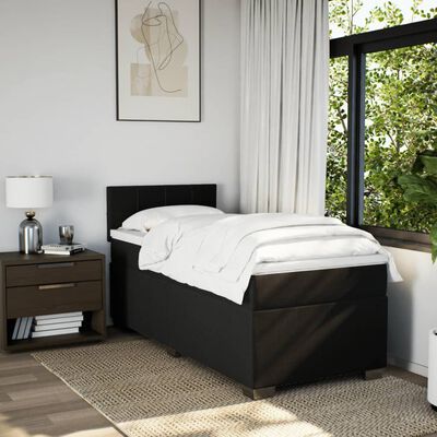 vidaXL Cama com molas/colchão 90x190 cm tecido preto