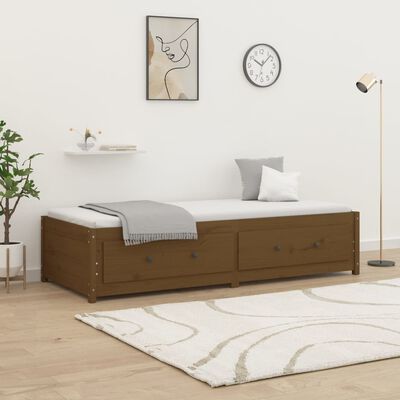 vidaXL Sofá-cama 90x200 cm madeira de pinho maciça castanho mel