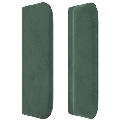 vidaXL Cabeceira de cama c/ abas veludo 203x16x78/88cm verde-escuro