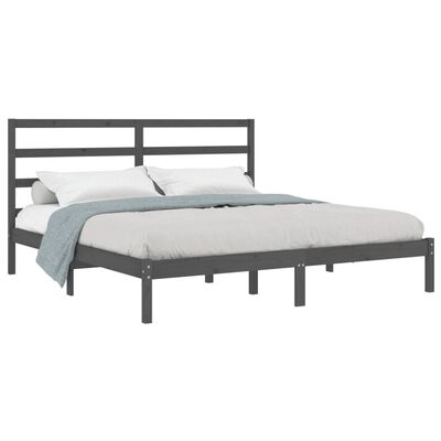 vidaXL Estrutura de cama super king 180x200 cm madeira maciça cinza