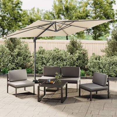 vidaXL Guarda-sol cantilever c/ toldo duplo 400x300 cm branco areia