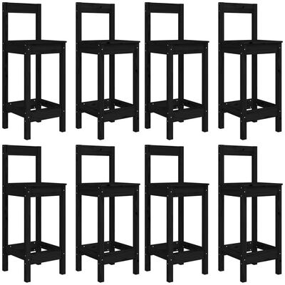 vidaXL 9 pcs conjunto de bar para jardim pinho maciço preto