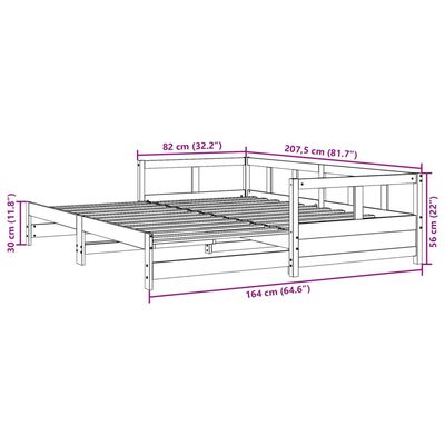 vidaXL Sofá-cama sem colchão 80x200 cm madeira de pinho castanho cera