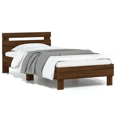 vidaXL Cama sem colchão com cabeceira 75x190 cm carvalho castanho