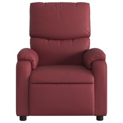 vidaXL Poltrona massagens reclinável couro artificial vermelho tinto