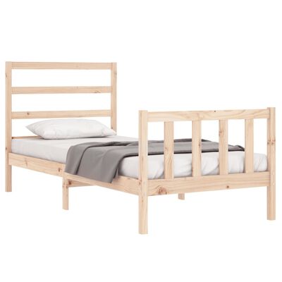 vidaXL Estrutura de cama com cabeceira 90x190 cm madeira maciça