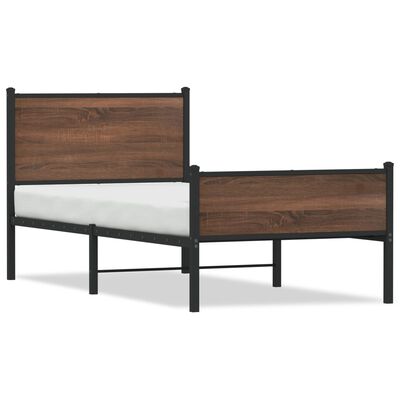 vidaXL Estrutura de cama sem colchão 80x200 cm metal carvalho castanho