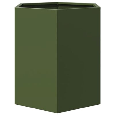 vidaXL Vaso/floreira de jardim hexagonal 46x40x45 cm aço verde