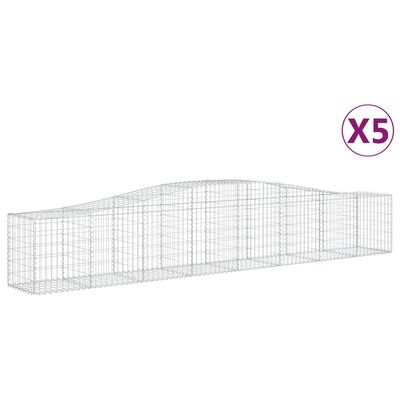 vidaXL Cestos gabião arqueados 5 pcs 400x50x60/80 cm ferro galvanizado